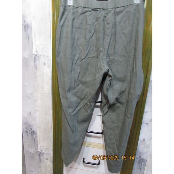 J Jill linen stretch size s elastic bag capri pants dark green great fall color - Picture 7 of 9